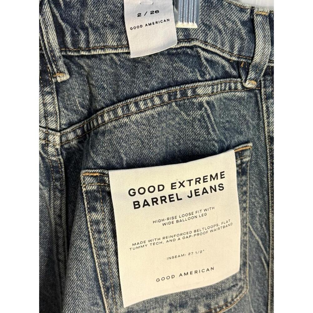 072) Good American Barrel Leg Jeans High Rise Size 2/26 - Picture 5 of 5